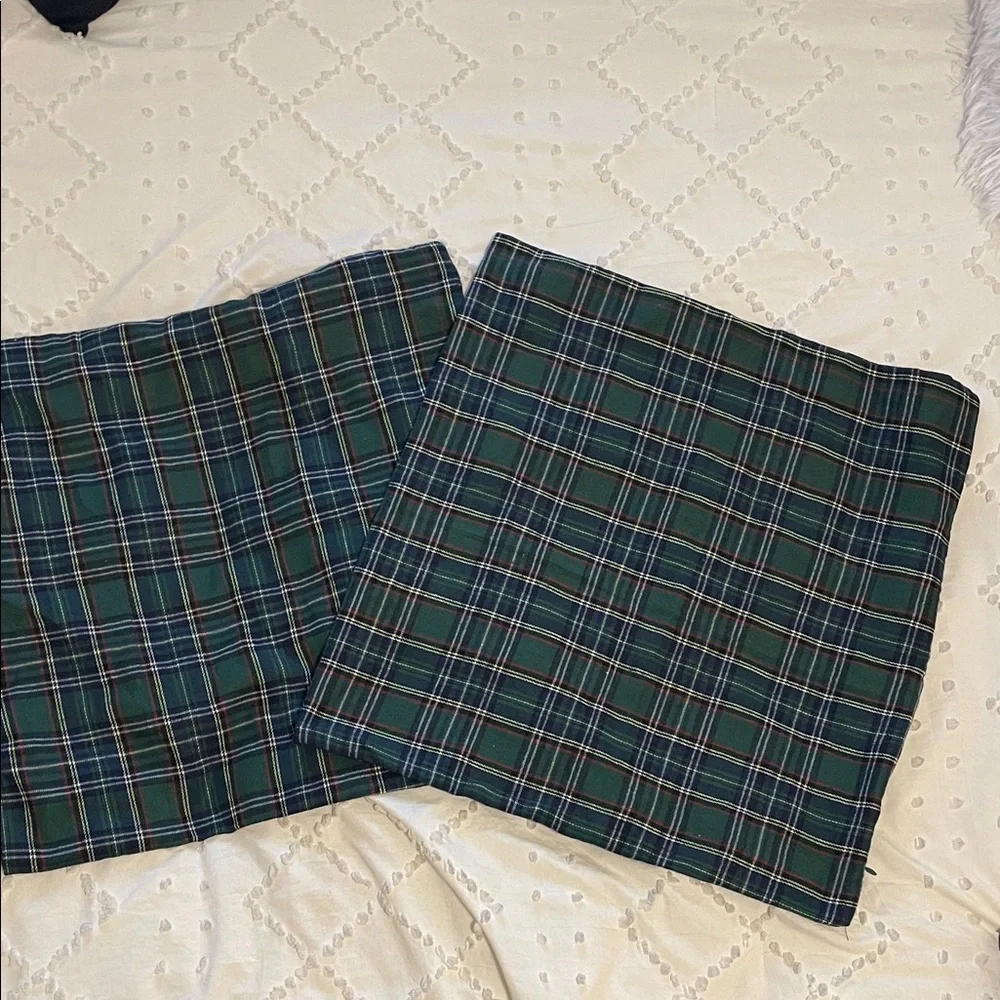 Miulee Plaid flannel Pillow Covers new green set of two